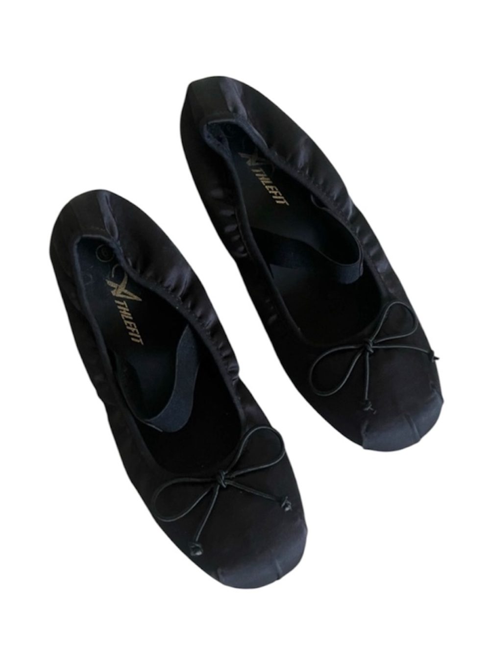 Athlefit ballerina capsule neutral black satin flats size 6